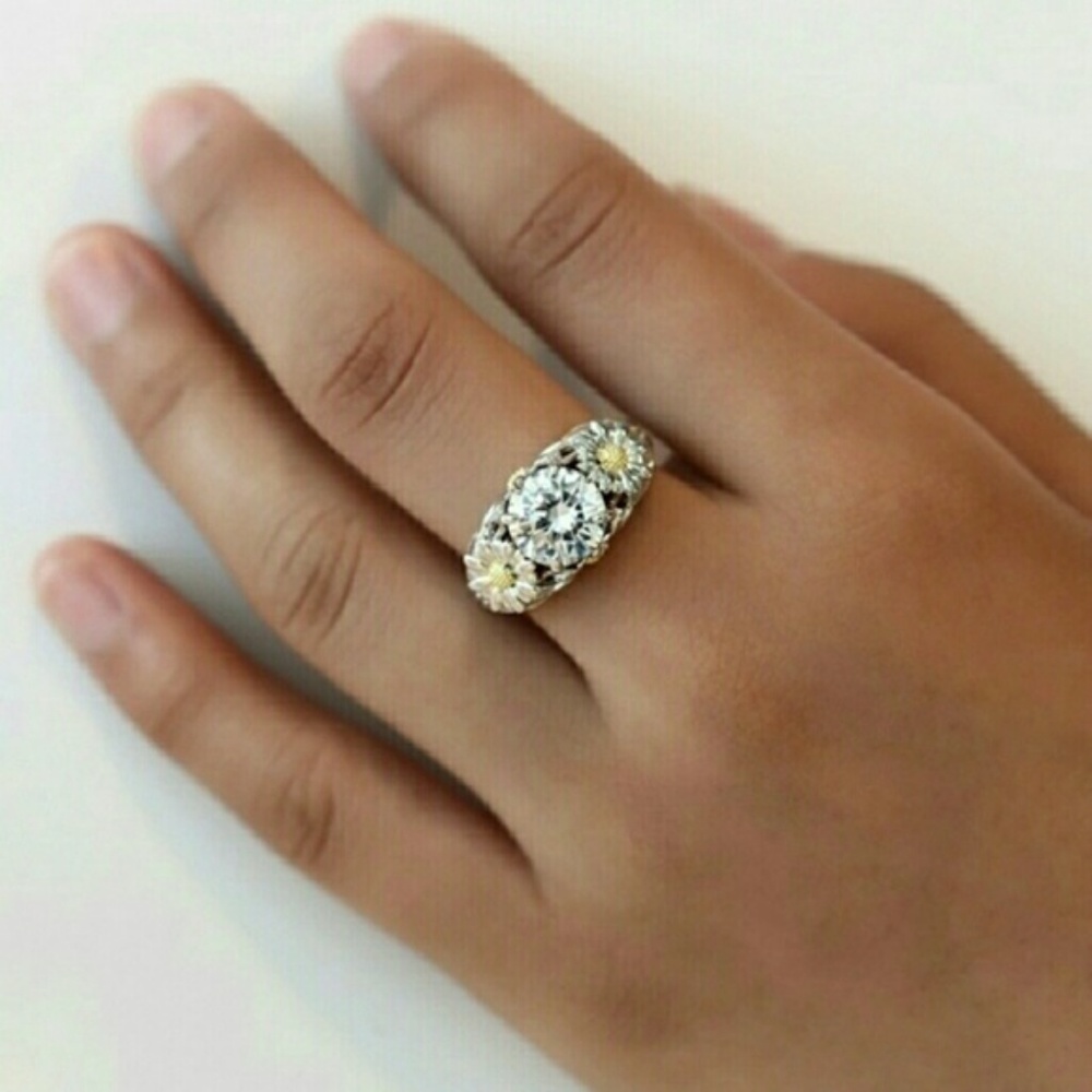 Silver Plated Sunflower Ring - Picture 6 of 7